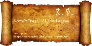 Korényi Vilhelmina névjegykártya